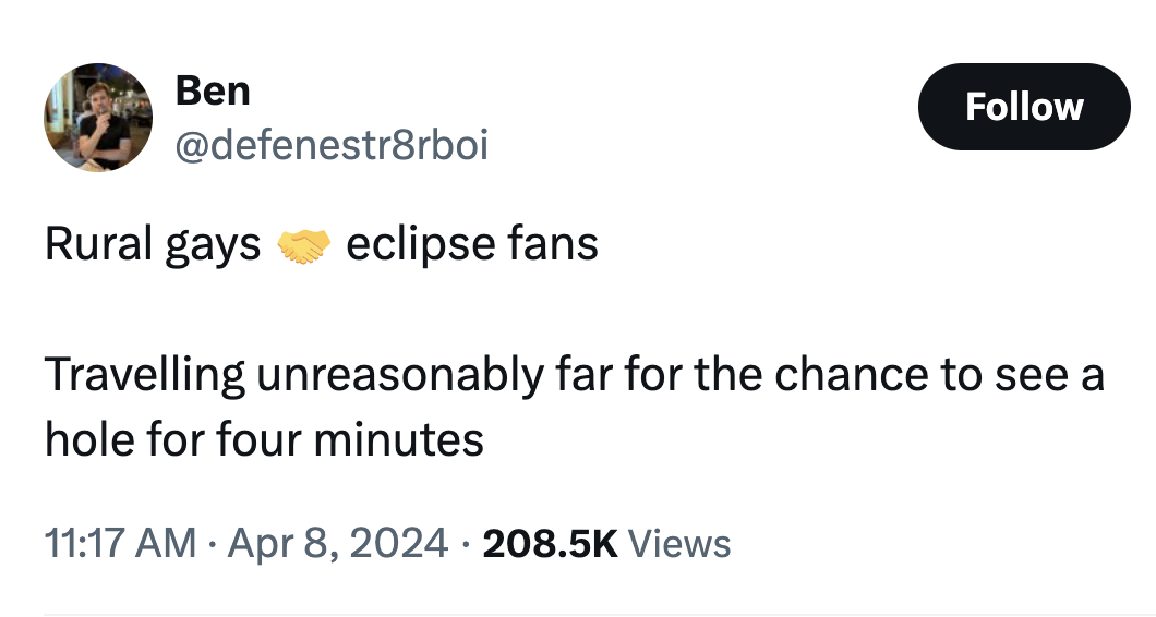 screenshot - Ben Rural gays eclipse fans. Travelling unreasonably far for the chance to see a hole for four minutes Views